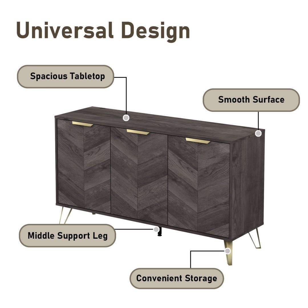 Cosmo Burnt Oak 3 Door Buffet Sideboard Sophisticated Modern