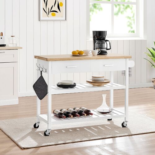Cosmoliving Kitchen Islands & Trolleys With Open Shelves For Kitchen Storage - White