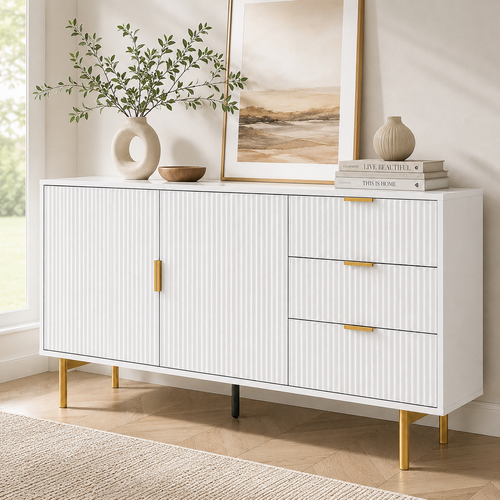 Opera White Buffet Sideboard Cabinet Bar Cabinet