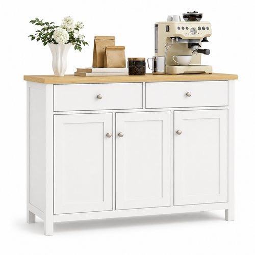 Clifton Oak Buffet Sideboard Cabinet – 2 Drawers 3 Doors Storage for Dining Room, Modern Kitchen Living Room Sideboard