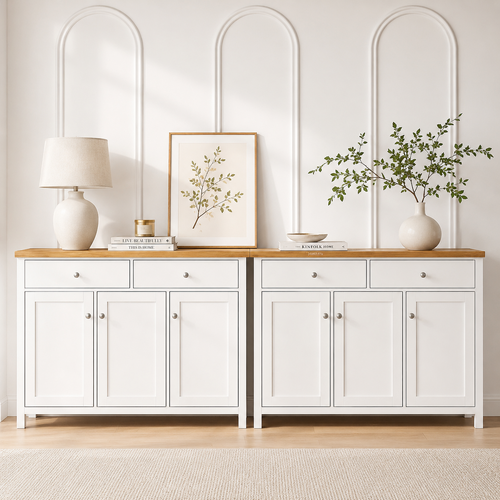 Clifton Buffet Sideboard Set of 2 – 2 Drawers & 3 Doors Storage Sideboard Cabinet for Dining Room, Living Room & Kitchen Storage