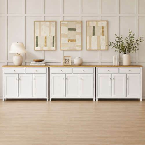 Clifton Buffet Sideboard Set of 3 – 2 Drawers & 3 Doors Storage Sideboard Cabinet for Dining Room, Living Room & Kitchen Storage