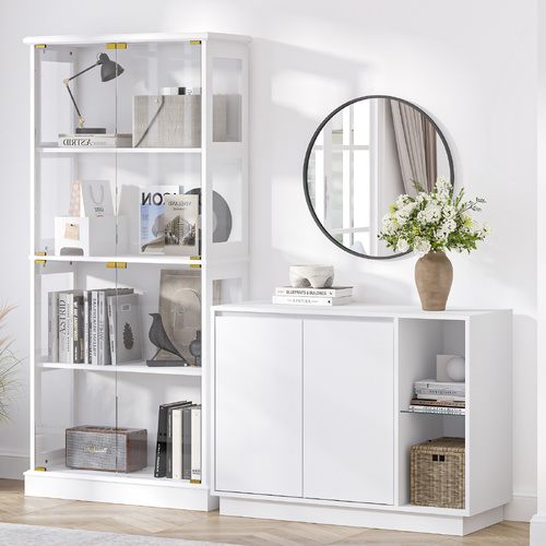 Modern White Buffet Cabinet Set for Living Room & Kitchen 