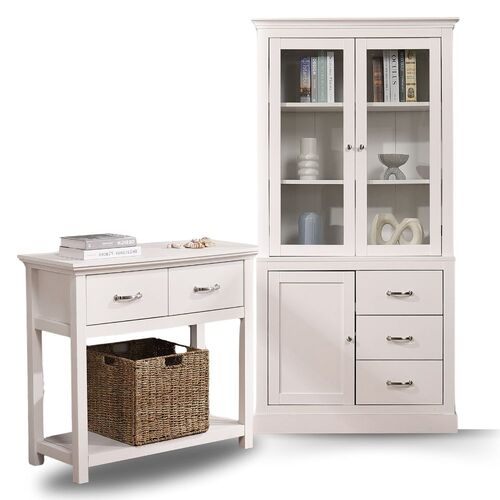 Ashford  Console Table White +Display Storage Cabinet