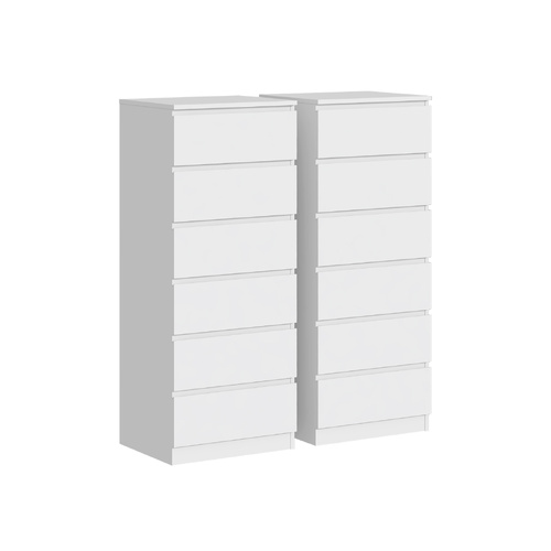 Belmont 12 Chest of Drawers White Dresser Set of 2 | Minimalist Storage for Bedroom Wardrobe White