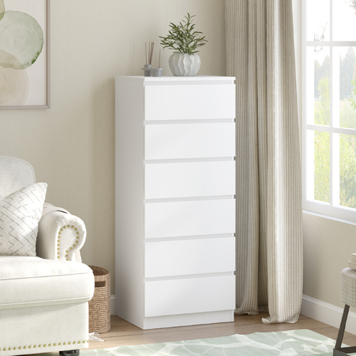 Belmont 6 Chest of Drawers White Dresser | Bedroom Wardrobe White