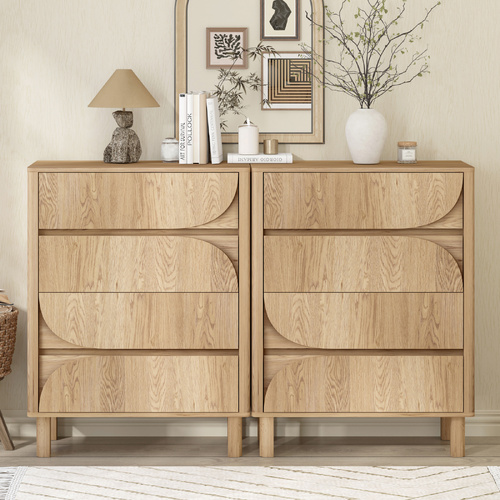 Arched 8 Chest of Drawers Dresser Tallboy | Bedroom Storage Dresser Set of 2