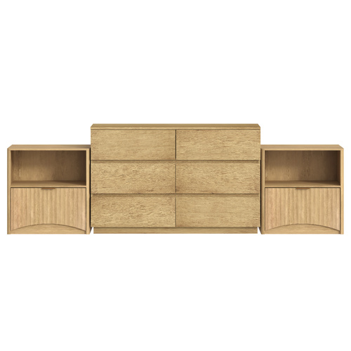 6 Drawer Chest of Drawers Lowboy Dresser Storage Cabinet Bedroom Oak