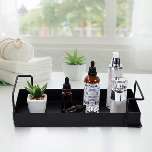 1 Tier Black Bathroom Vanity Tray | Stylish Shelf for Organized Spaces