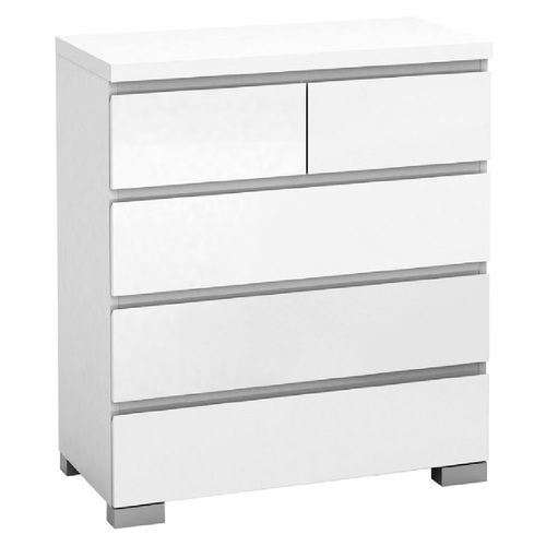 Cosmoliving  5 Drawer Chest High Gloss - White