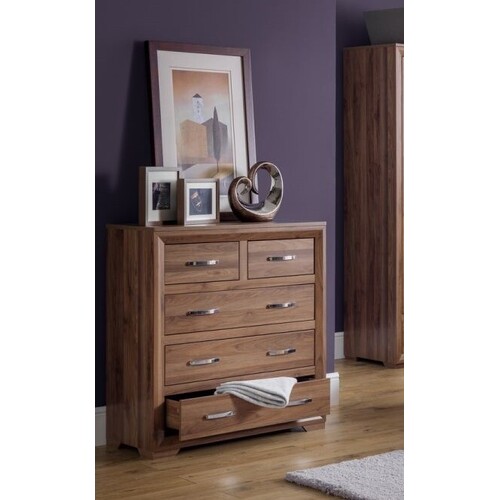 Cosmoliving Chest Of 5 Drawers Tallboys Dressers Drawers Bedroom Furniture (Walnut Oak)