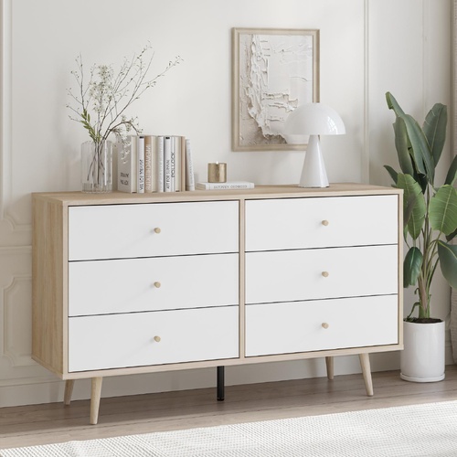  Adriana Chest of 6 Drawers Dresser Lowboy Scandinavian-style