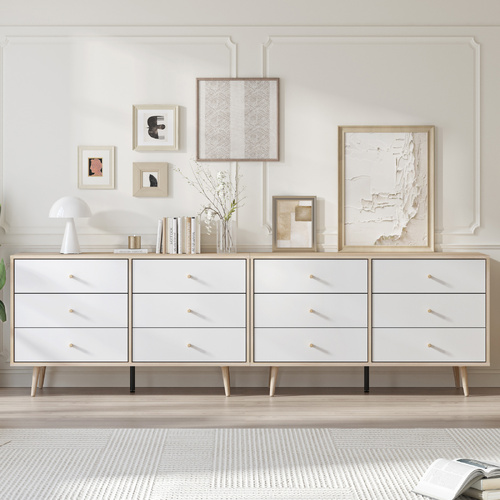 12 Chest of Drawers Dresser | Lowboy Storage Cabinet in Scandinavian Style for Modern Living