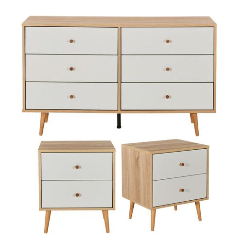 Bedroom Bundle Adriana Chest of 6 Drawers and 2 Bedside Tables Bedroom Storage Furniture