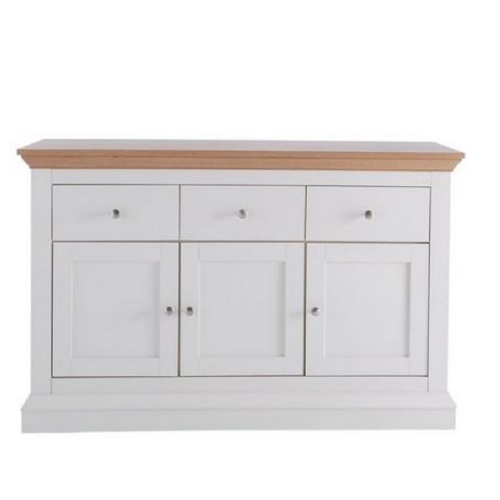 Hannah Buffet Sideboard Cabinet White Living Room Storage Drawers Cabinet 3 Doors 3 Drawers Compact Buffet Table