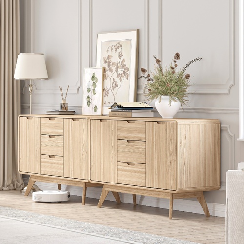 WABI-SABI Buffet Sideboard Cabinet Set of 2 | Storage Cupboard with Drawers Dresser for Kitchen & Hallway