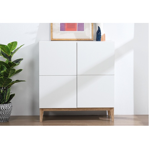 Hugo Compact Sideboard Buffet Cabinet White | Stylish & Space-Saving Storage