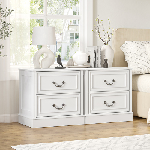 Hampton Bedside Table Set of 2 For Bedroom Living Room Vintage Storage