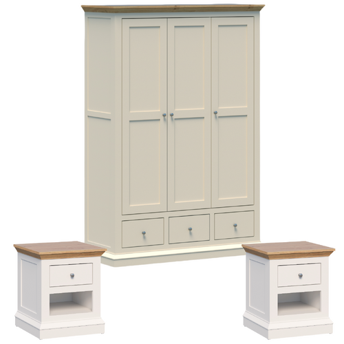 Wardrobe French Provincial 3 Door 3 Drawer Wardrobe and 2 Bedside Tables