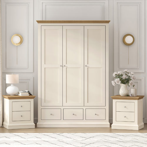 Hannah Wardrobe and Bedside Table Dresser l 3 Door 3 Drawer Wardrobe for Your Home