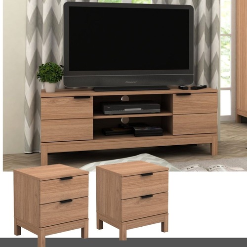 Larisa TV Entertainment Unit + 2 Units Bedside Table Bundle Sale LIving Room Furniture TV Cabinet TV Stand