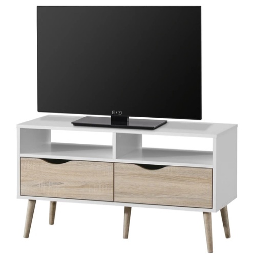 Sunddle TV Entertainment Units TV Cabinet W/2 Drawers TV Stand TV Unit 99cm Living Room Furniture