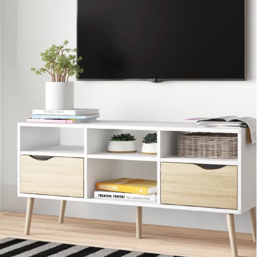 Sunddle TV Entertainment Units TV Cabinet W/ 2 DRAWERS TV Stand TV Unit  117cm Living Room Cabinet 