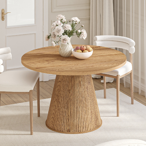LAMAR Round Dining Table for 4 - Fluted Dining Kitchen Table for Kitchen Living Room