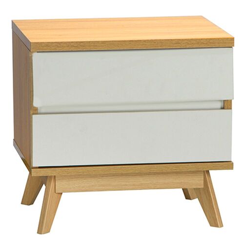 Selena Bedside Table Drawers Nightstand Bed Side With 2 Drawers White / Natural 50 * 39 * 47.5 Night Table 