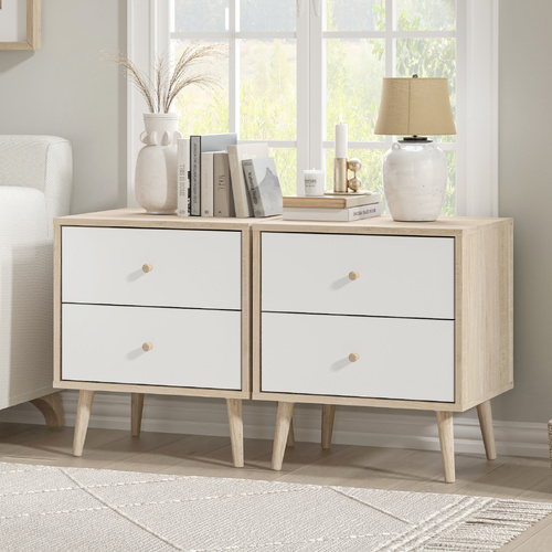 Adriana Bedside Table Set of 2 Elegant Nightstand for Stylish Bedroom Storage