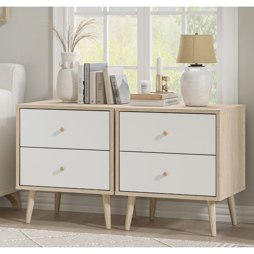 Adriana Bedside Table Set of 2 Elegant Nightstand for Stylish Bedroom Storage
