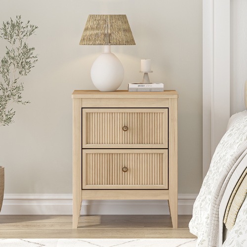LINDLEY Bedside Table 2 Drawer Dresser Modern Nightstand for Bedroom