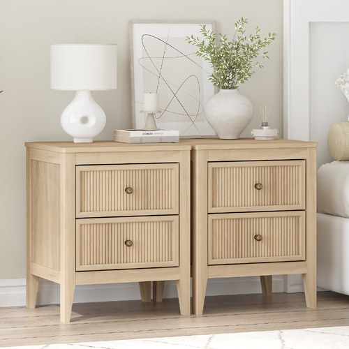 LINDLEY Bedside Table 2 Drawer Dresser Set of 2 Modern Nightstand for Bedroom