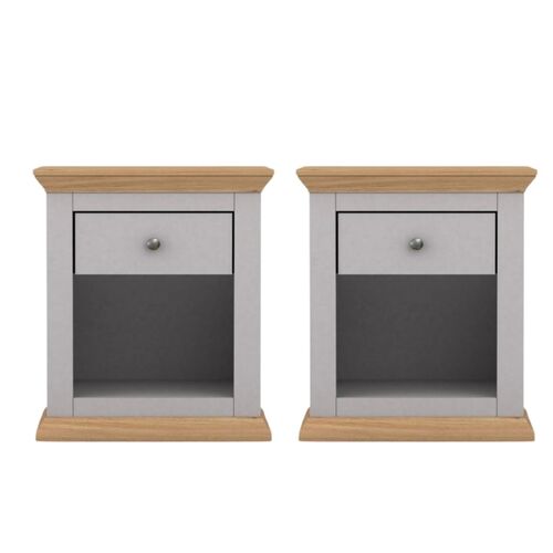 HANNAH COTTAGE STYLE 2 BEDSIDE TABLES With Drawers 45 X H58CM Nightstand GREY Night Table