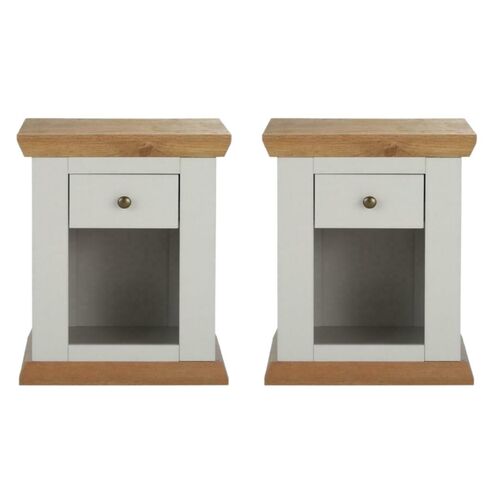 Hannah Cottage Style 2 Bedside Tables With Drawers 45 x H58cm Nightstand WHITE Night Table