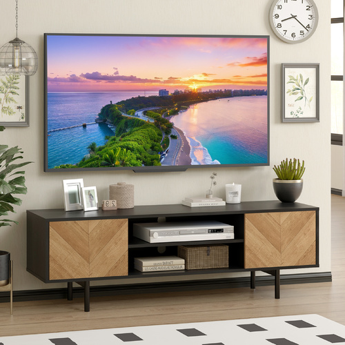 Chrovern TV Entertainment Unit | 140CM Wide TV Cabinet for Bedroom & Living Room