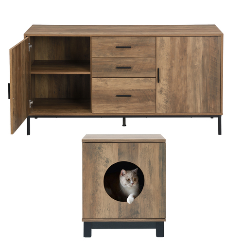 Bronx Sideboard Buffet Cabinet + Pet Cat House Table