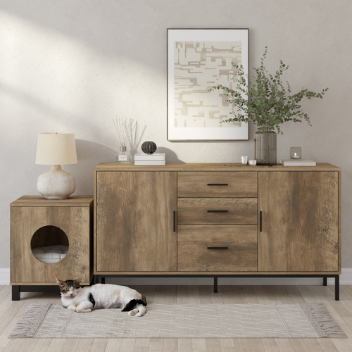 Bronx Sideboard Buffet Cabinet + Pet Cat House Table