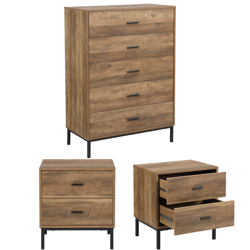 Bronx Chests of 5 Drawers + Brons Bedside Table  ( 2 units)