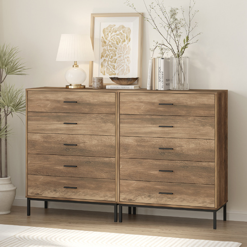 Bronx 10 Chest of Drawers Tallboys Dressers Set of 2 Stylish Storage Cabinet