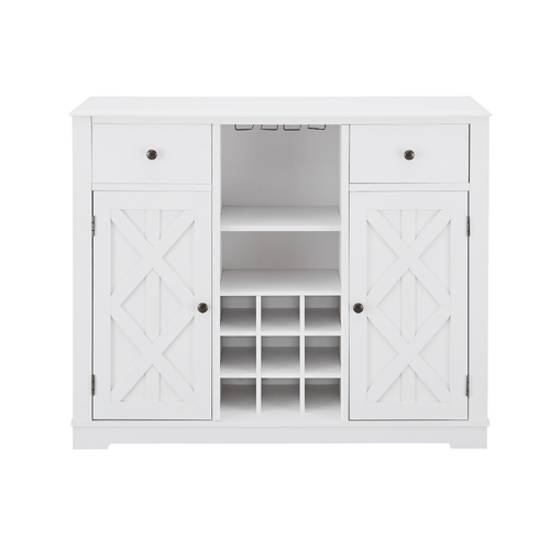 Cosmoliving Buffet Sideboard Wine Cabinet 119cm Hampton Style Compact Storage Drawers 2 doors 2 drawers