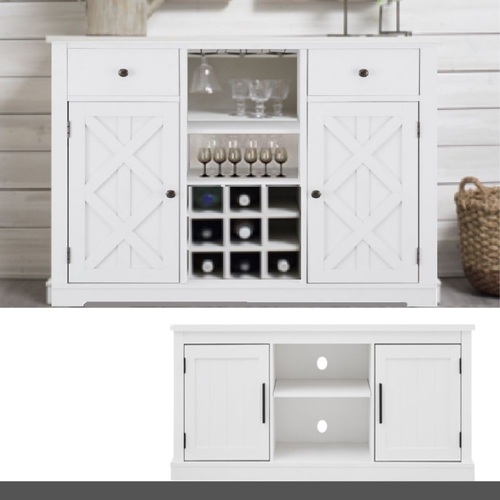 Hampton Buffet Sideboard Wine Cabinet +  TV Entertainment Units 147cm