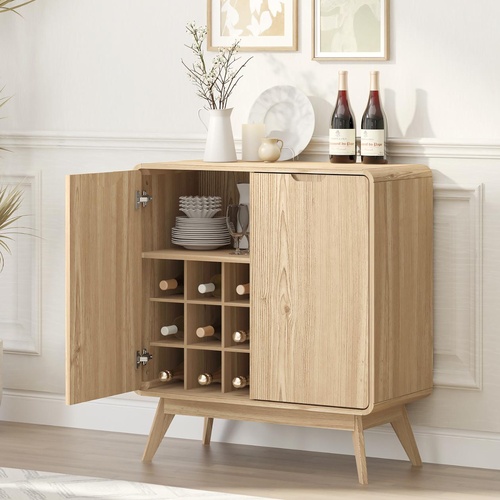 Wabi-Sabi 2 Door Compact Sideboard with Wine Racks | Elegant Storage for Dining & Living Rooms