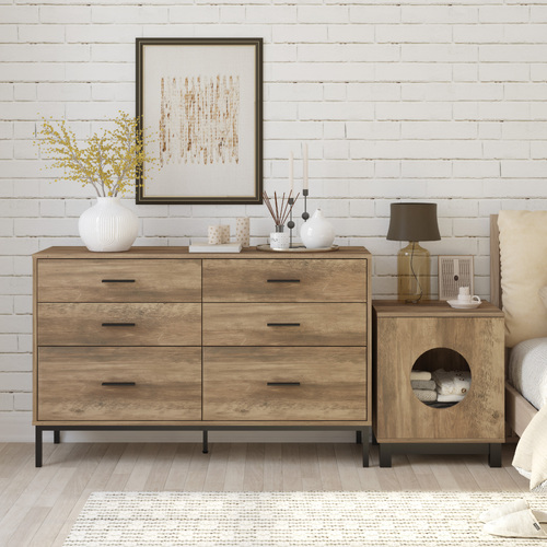 Bronx Chest of 6 Drawers + Pet Side Table