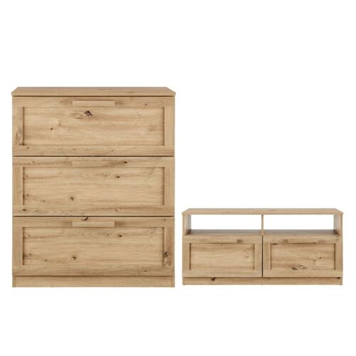 Allure Chest of 3 Drawers Dressers Tallboys + 110CM Entertainment Cabinet Stylishly Minimalist Bedroom Storage Cabinet
