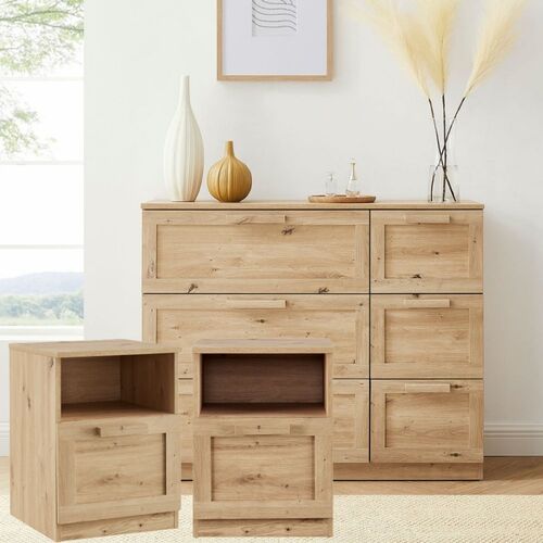 Allure Chest of 6 Drawers Dressers Tallboys + 2 Bedside Tables Bedroom Storage Cabinet