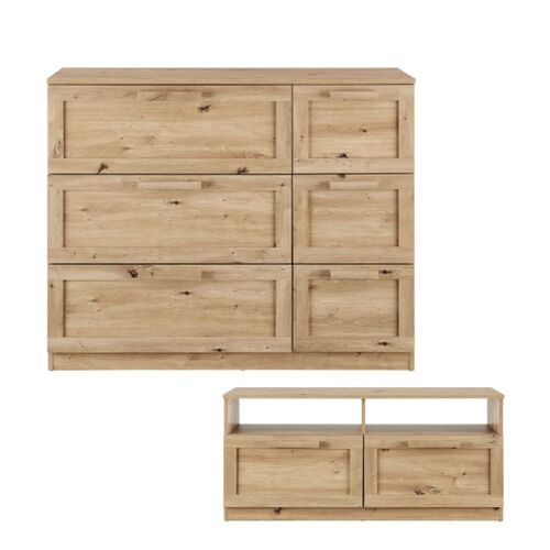 Allure Chest of 6 Drawers Dressers Tallboys + Allure TV Entertainment Unit TV Cabinet 110cm Stylishly Minimalist Bedroom Storage Cabinet