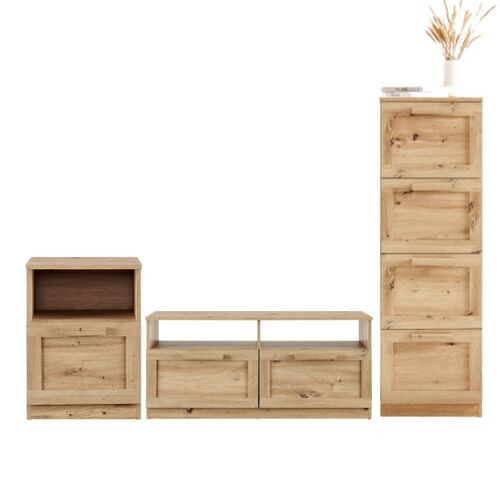 Allure Chest of 4 Drawers Dressers Tallboys +TV Entertainment Unit TV Cabinet 110cm + Bedside Table Stylishly Minimalist Bedroom Storage Cabinet