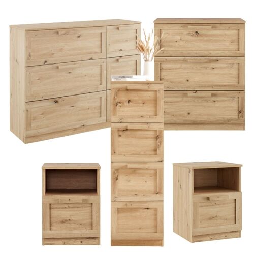 Allure Chest of Drawers Dressers Tallboys 3 Sets + 2 Bedside Tables  Stylishly Minimalist Bedroom Storage Cabinet