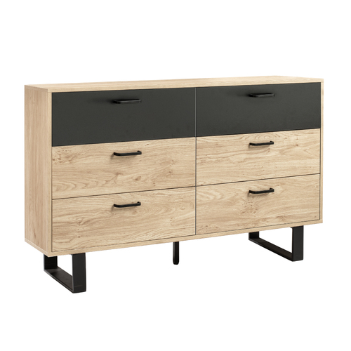 Calia 6 Drawers Dresser Bedroom Storage Cabinet W/ Metal Handles & Metal Legs